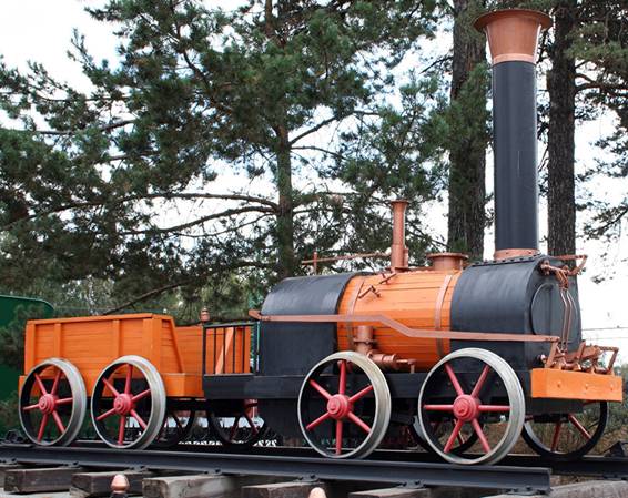 Maqueta de la primera locomotora de los Cherepánov