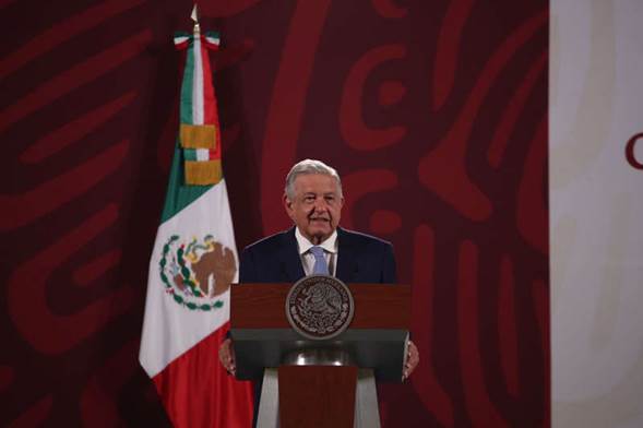 El presidente Andrés Manuel López Obrador durante la conferencia de prensa matutina en Palacio Nacional, Ciudad de México, el 31 de mayo de 2022. Foto Luis Castillo