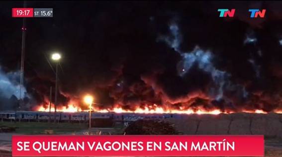 Incendio en el tren Mitre en San Martín