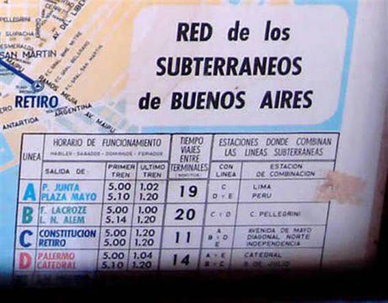 El horario del subte porteño hasta 1994 foto: Archivo 