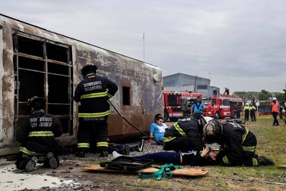 Choque de trenes: 200 personas participaron de un simulacro de emergencia